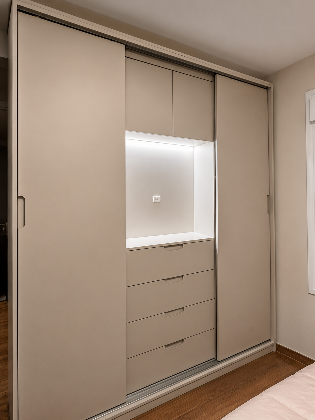 Guarda-roupa Planejado com Portas de Correr: projeto de móveis planejados da ArtPro em Porto Alegre.